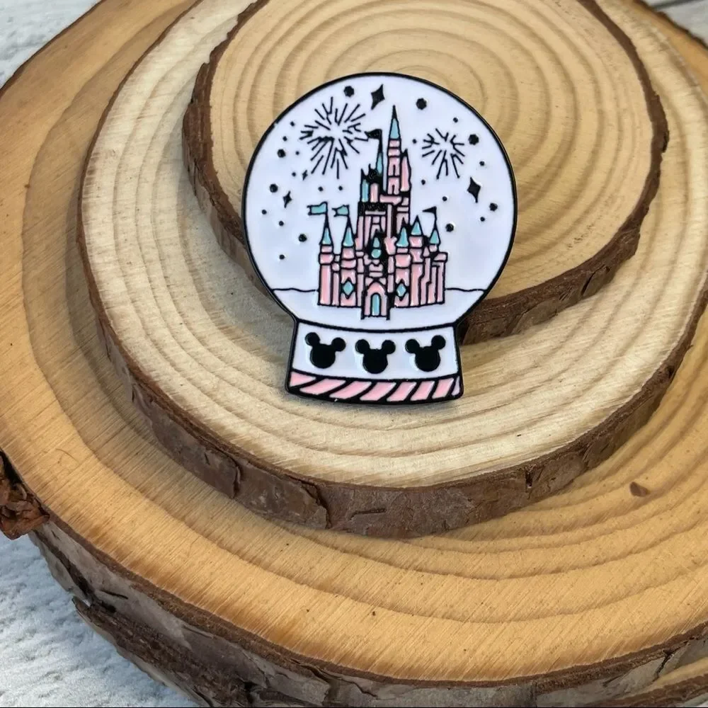 White Magic Castle Snow Globe Enamel Pin/ Brooch Lapel
